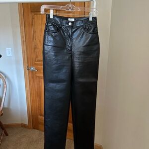 Wilfred by Aritzia Faux Leather Black Straight Leg